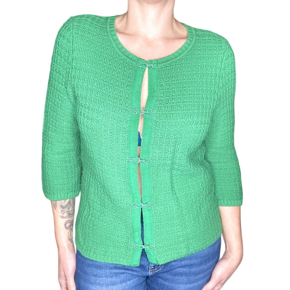 Y2K Vintage Green Cotton Sweater size Small QVC Exclusive